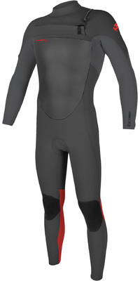 2024 O'Neill Youth Epic 4/3mm Borst Ritssluiting Gbs Wetsuit 5358 - Graphite / Smoke / Red